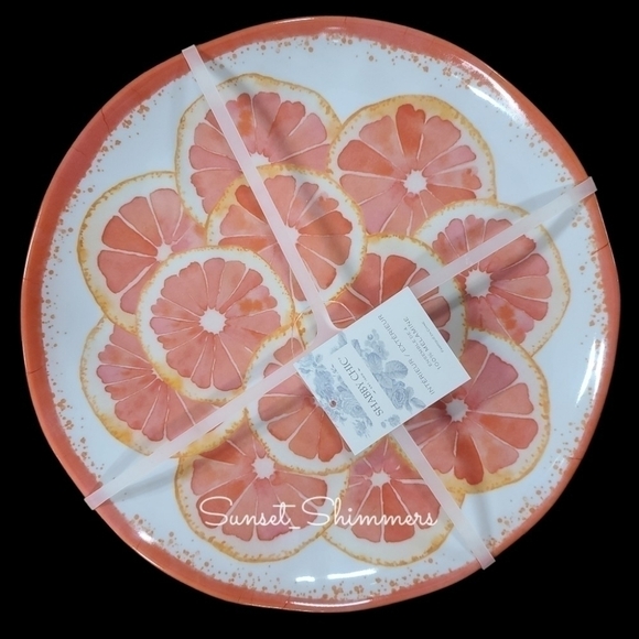 X8 Shabby Chic SUMMER CITRUS GRAPEFRUIT Thick Melamine Dinner Plates & Bowl Set - Picture 2 of 8